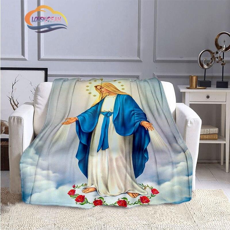 Одеяла с 3D принтом Христа Пресвятой Девы Марии, модные фланелевые кашемировые одеяла, модные религиозные мягкие покрывала, диванные одеяла