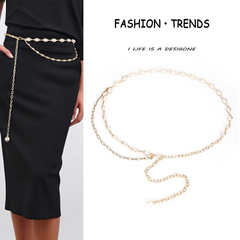 Y2k Metallic Waist Belt With Waterdiamond Embellishments For Female Fashion