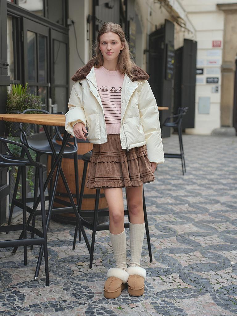 LANGNLU Kolin Faux Fur Collar Duck Padding(Kolin)_Ivory