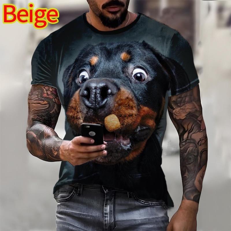 Футболка с милым домашним питомцем, собачкой, ротвейлером, 3D-печатью, мужская и женская, летняя, повседневная, с короткими рукавами, забавная футболка