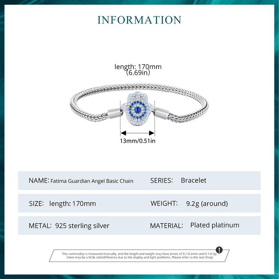 BAMOER Стерлинговое серебро 925 пробы Fatima Guardian с прозрачной застежкой CZ, браслет-подвеска, базовые браслеты, подходят для BAMOER и европейских подвесок из бисера