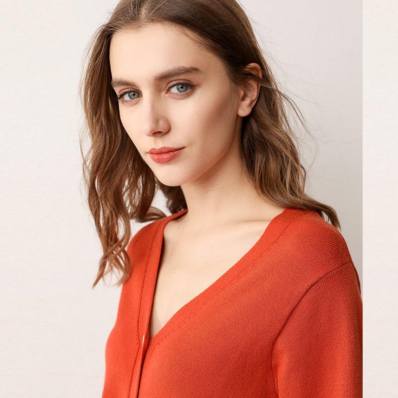 Весенне-осенний новый вязаный кардиган для женщин, свободные топы с длинным абзацем, корейская версия свитера с v-образным вырезом, куртка-свитер, кардиган