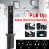 2500 Вт Вилка США/Великобритании/ЕС/Австралии Выдвижная Всплывающая Электрическая Розетка 4 Питания 2 USB для Зарядки Алюминиевая Полка Светодиодная Настольная Рабочая Поверхность Удлинительный Стол Офис