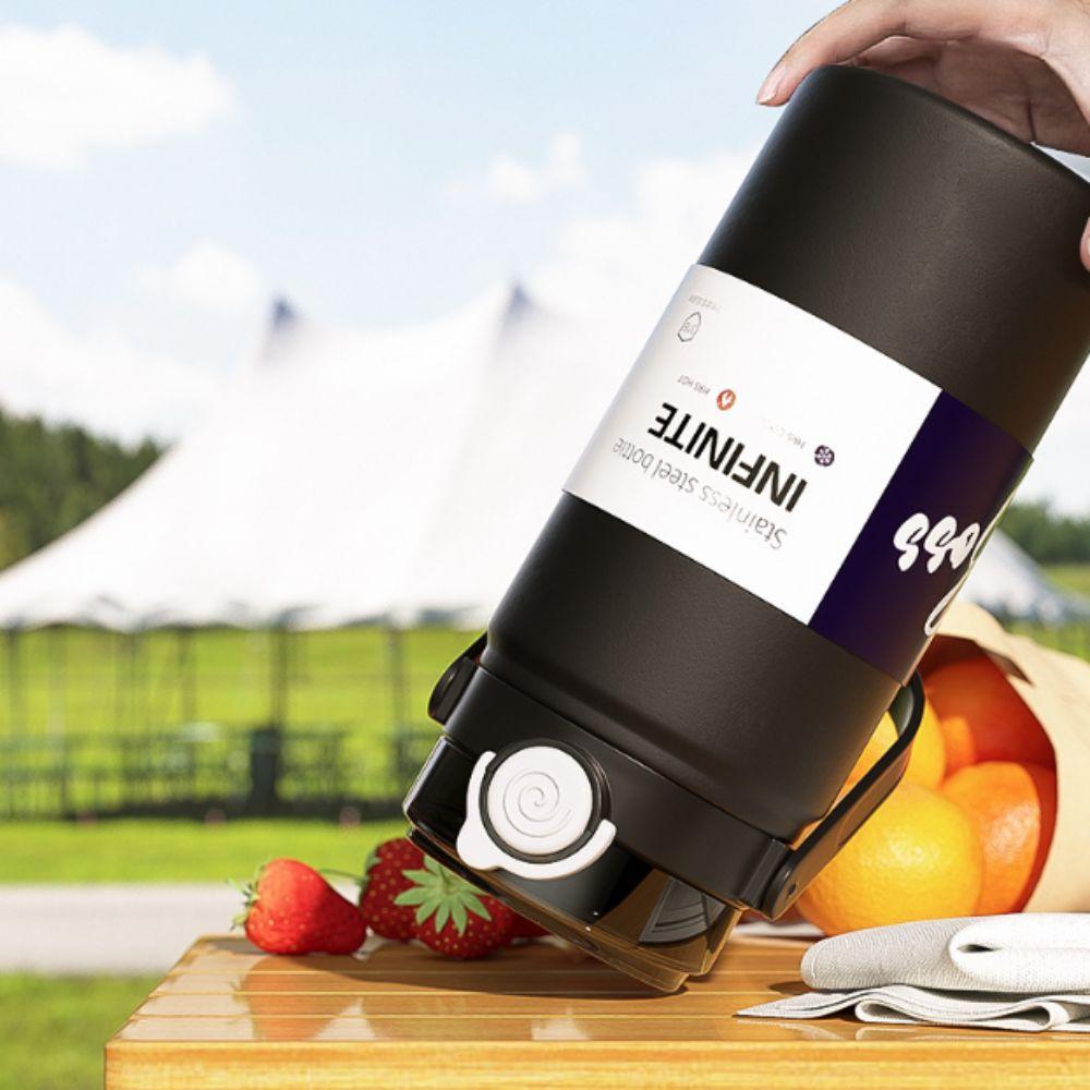 1L/1.2L Thermos Cup Stainless Steel Vacuum Flask Household Straw Thermal Bottle Soprt