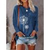 Floral Dandelion 3D Print Round Neck Long Sleeve T-shirts Fashion Casual Vintage Tops
