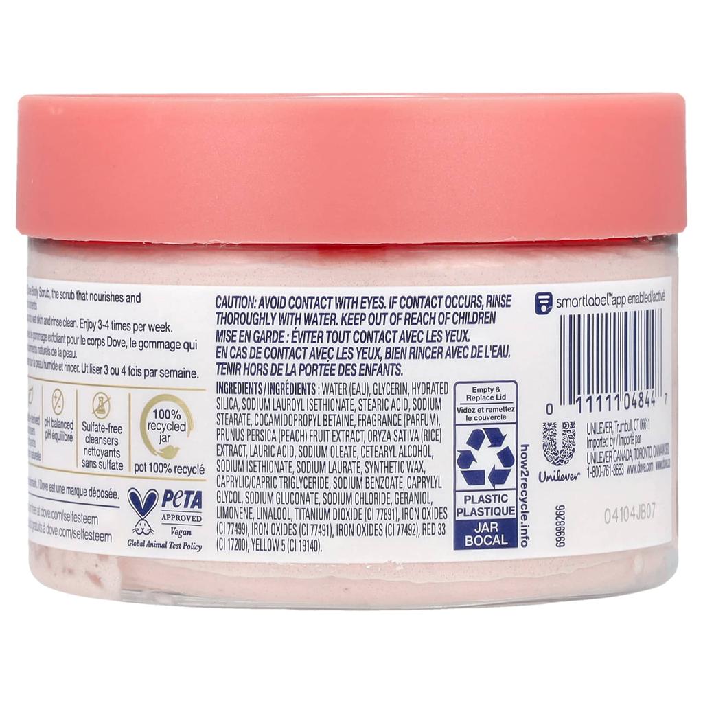 DOVE Скраб для тела, белый персик и рисовое пюре, 10,5 унций (298 г)