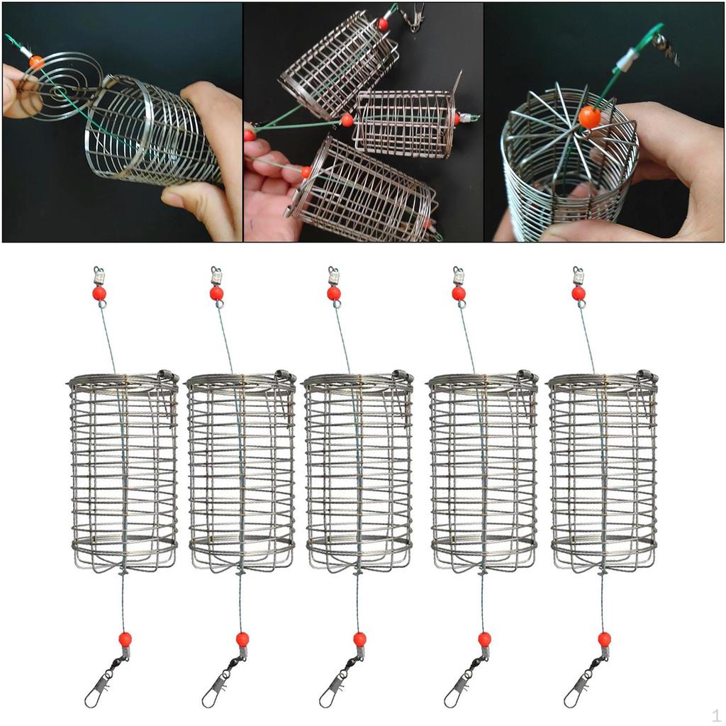 5pcs Carp Fishing Cage Feeder Basket Holder, Anti-rust Coarse Small Tackle Kit