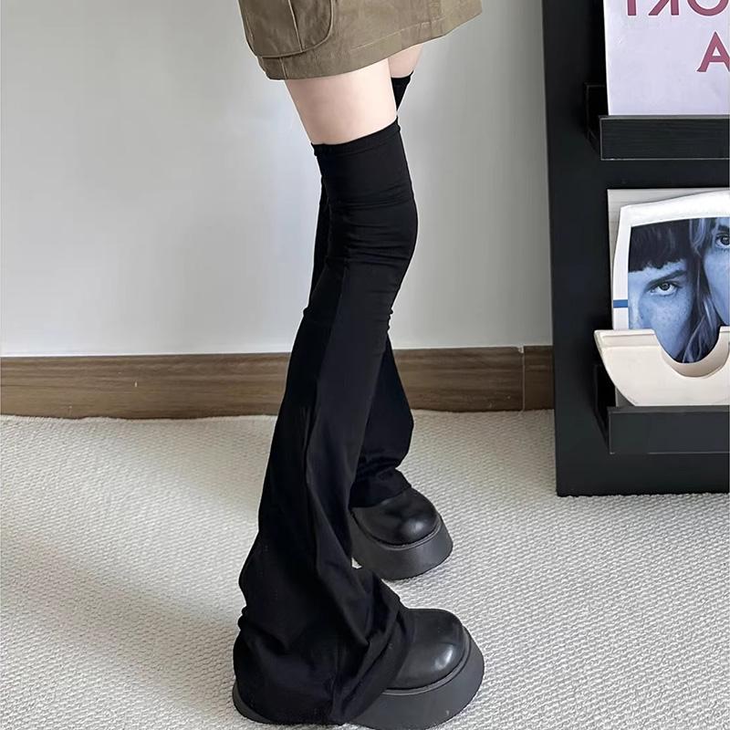Japanese Lolita Over Knee High Sock Harajuku 60cm Long Leg Warmers Women Stockings Fashion Black White Cotton Boot Cover Socks