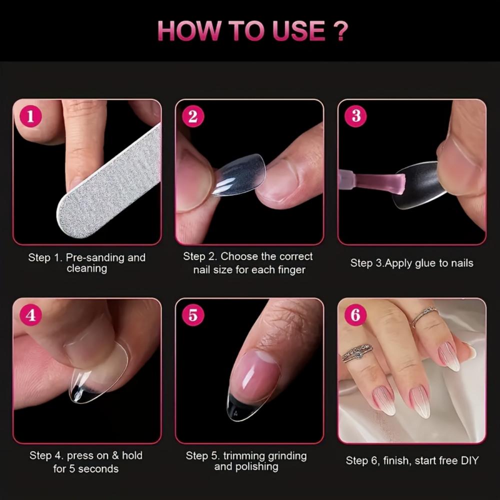 Набор из 240 штифтов Naked Almond — очень короткие, полуматовые, с глянцевыми овальными и стилетными кончиками в прозрачной коробке для хранения — идеально подходит для самостоятельного нейл-арта