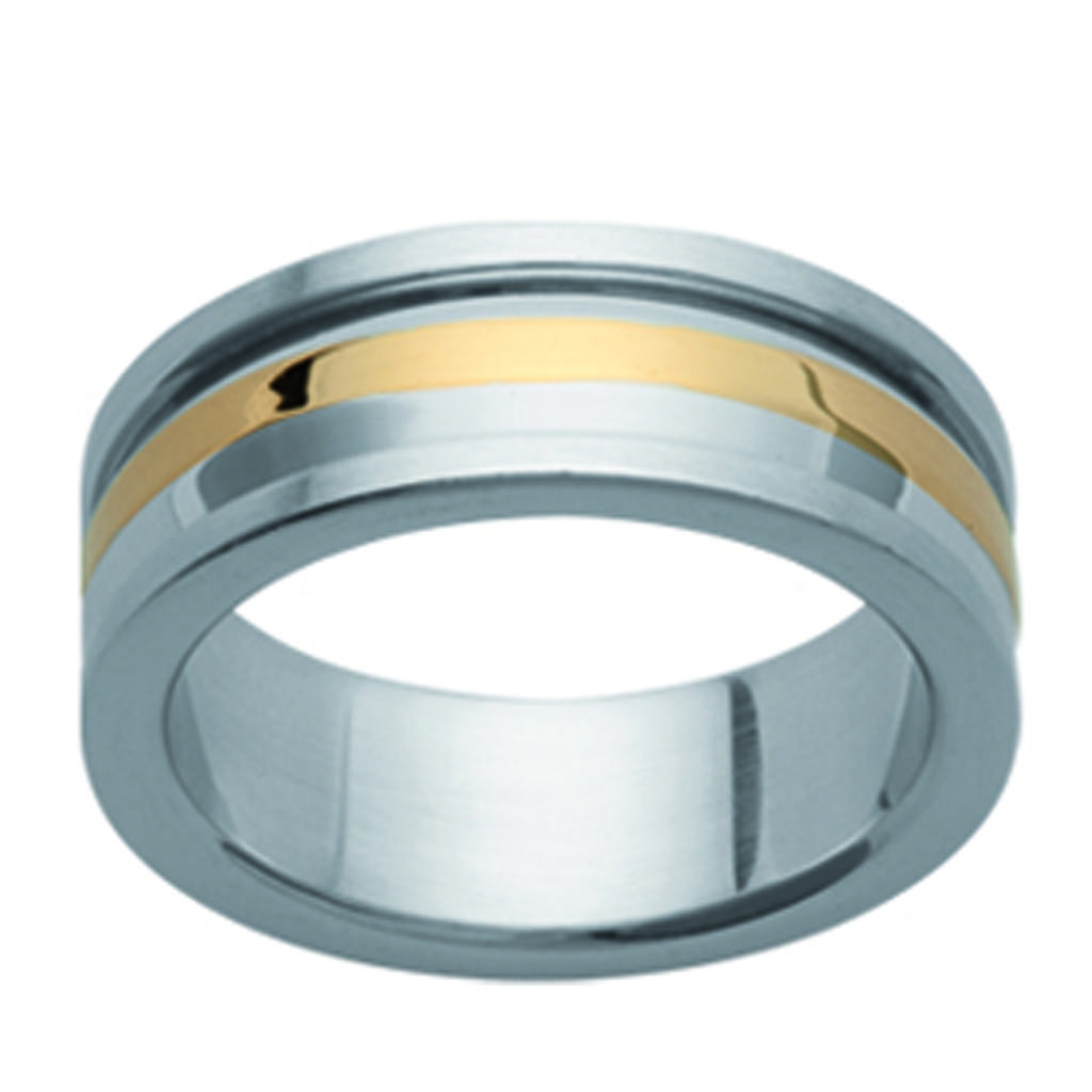 Steel Ring 'Peaceful' Silver Gold - 8 Mm