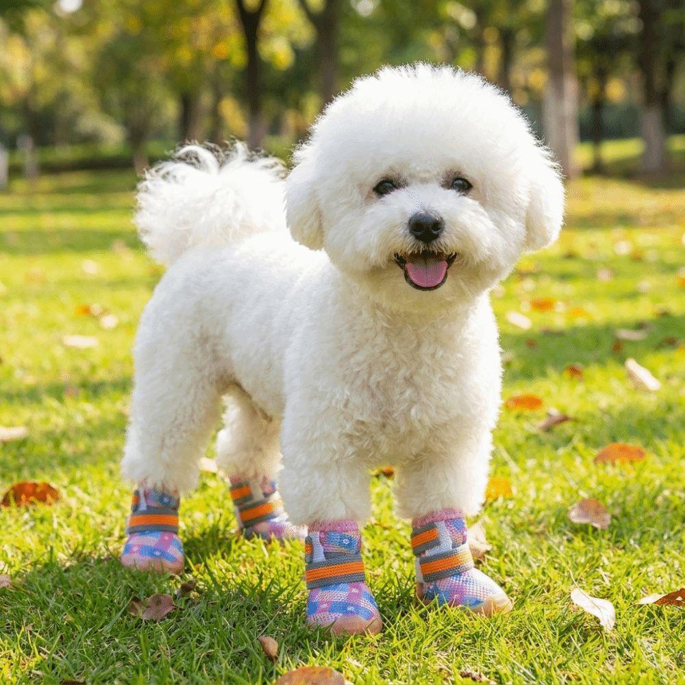 4 pcs/set Wear Resistant Dog Mesh Shoes Breathable Mesh Dog Sneakers Dog Foot Covers  City Walks