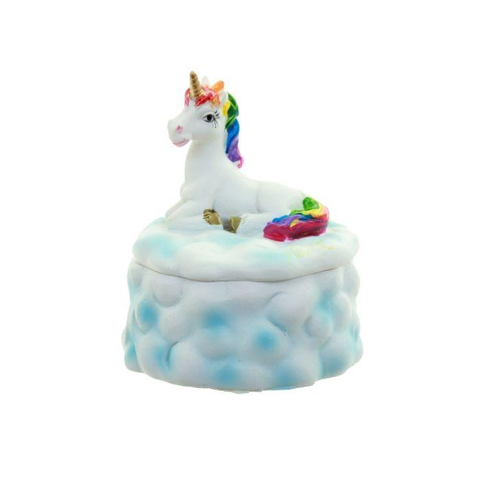 Boite à bijoux 7 x 6 cm Licorne Arc-en-ciel sur nuage