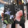 Flowers Patterned Soft Black Silicone Phone Case For Xiaomi Redmi Note 13 Pro For Redmi 13C Poco C65 Camera Shockproof Protective Rubber Bumper Cover