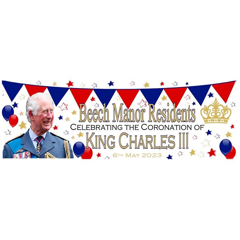 King Charles Iii Coronation Flag Premium Polyester Fabric 50x150cm