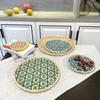 Colorful Weaving Fruit Basket Bohemian Style Food Tray Handmade Bamboo Round Tray  Home Decor
