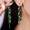 Temperamental Woman 2024 Trendy Multicolour Rose Flower Earrings Alloy Rhinestone Long Tassel Elegant Eardrop Party Jewelry Gift