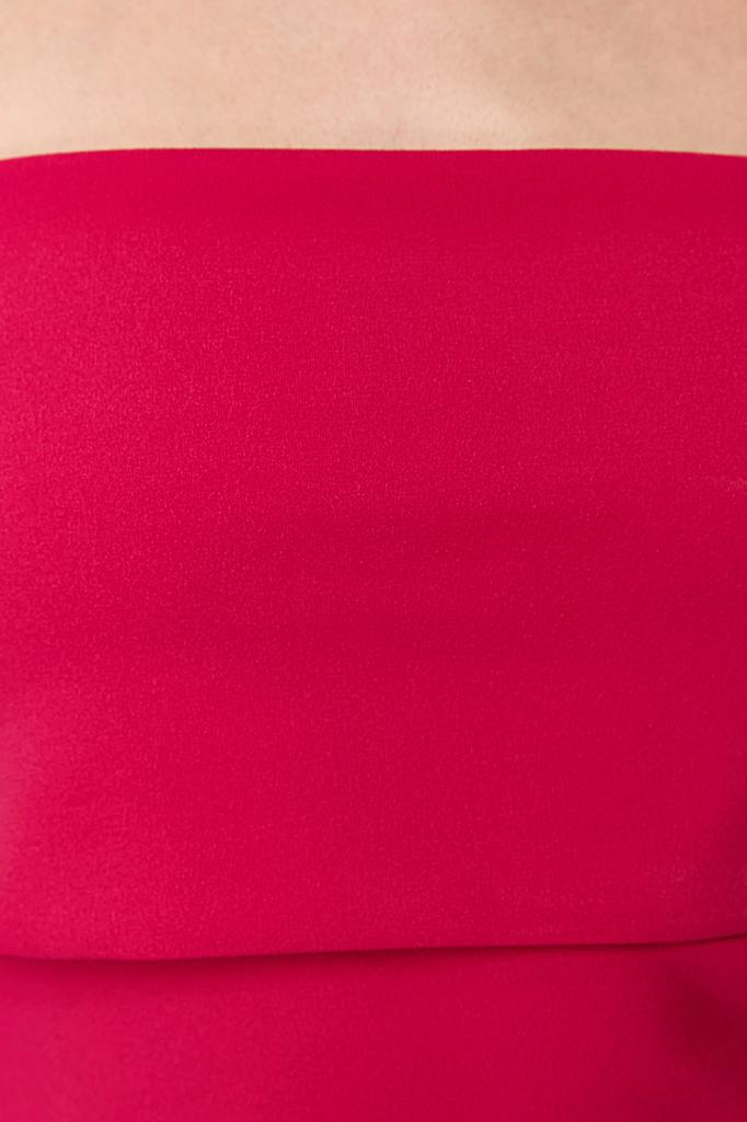 Women's Fashion New Blouse Green Strapless Collar Side Zipper Crepe Knitted Blouse