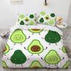 Cartoon Avocado King Queen Duvet Cover Fruit Funny Expression Bedding Set For Kids Teens Adult Green Quilt Cover With Pillowcase