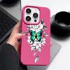 Чехол из ТПУ с рисунком бабочки и текстурой из кожи для iPhone 16 Pro Max 15 Pro 14 13 12 11, мягкий матовый противоударный, защита линз, тонкий чехол для телефона