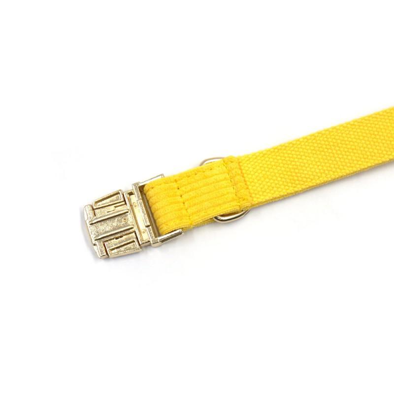 Soft Yellow Corduroy Dog Collar Leash Set With Engraved Metal Buckle Small To Large Breeds