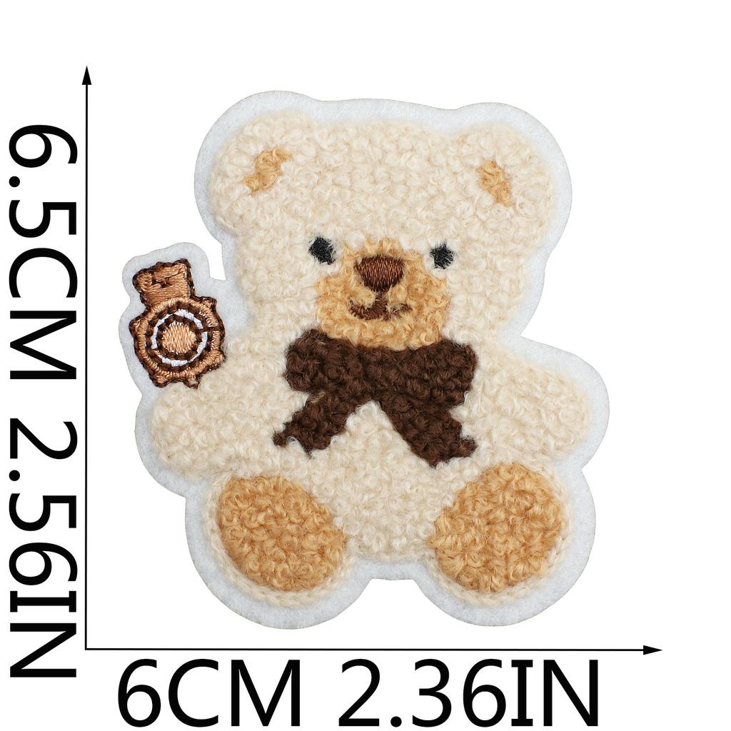Plush Bear Embroidery Cloth Sticker Cute Red Panda Towel Embroidery Patch Sticker Clothes Decorative Embroidery Label Curly Lion