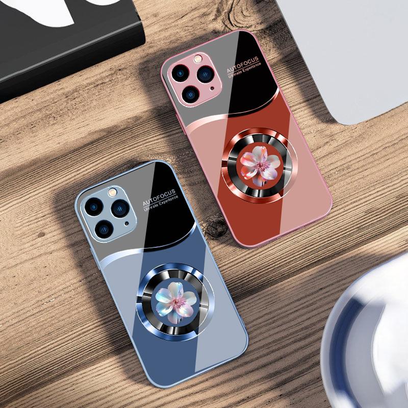 Цвет «Круглый орхидейный» для iPhone 16 Pro Max 15 Pro 14 13 12 Mini 11 XS Max XR 7 8 Plus SE 2022 Чехол для телефона из закаленного стекла