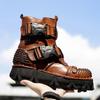Men'S Boots Genuine Leather Vintage Motorcycle Boots Men Luxury Brand Military Tactical Boots Male Motocross Riding Punk Shoes