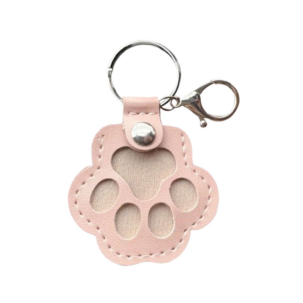 Cute Cat Claw Hair Keychain Creative Puppy Pet Hair Storage Bag Keyring PU Leather Dogs Paw Pendant Hanging Accessory