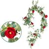185cm Faux Leaves Floral Artificial Flower Eucalyptus Garland Camellias Silk Rose Peony Vine Decorations for Wedding Wall Decor Garden Home Party