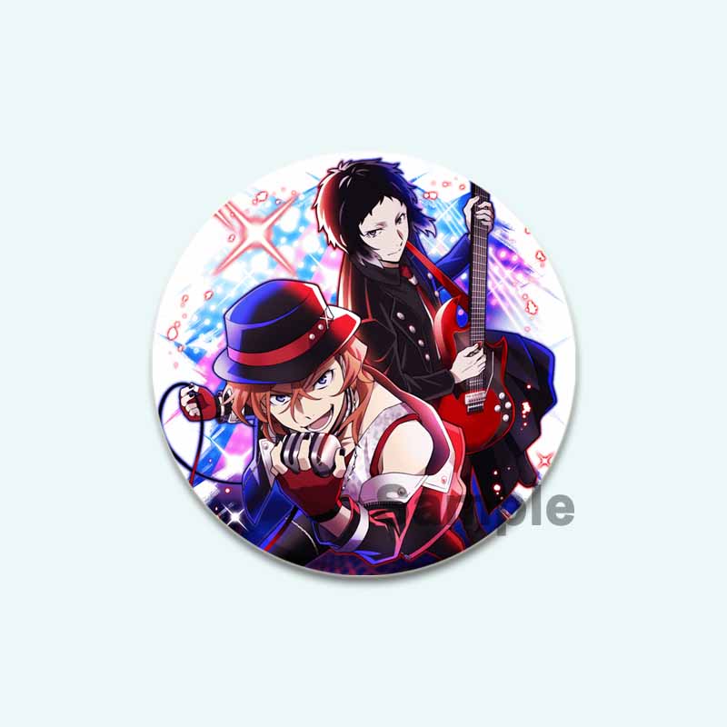 32/44/58 мм мультфильм бродячие собаки Банго HD печать брошь аниме значок вооруженное детективное агентство Дадзай Осаму круглая витрина броши булавка на лацкан ювелирные изделия