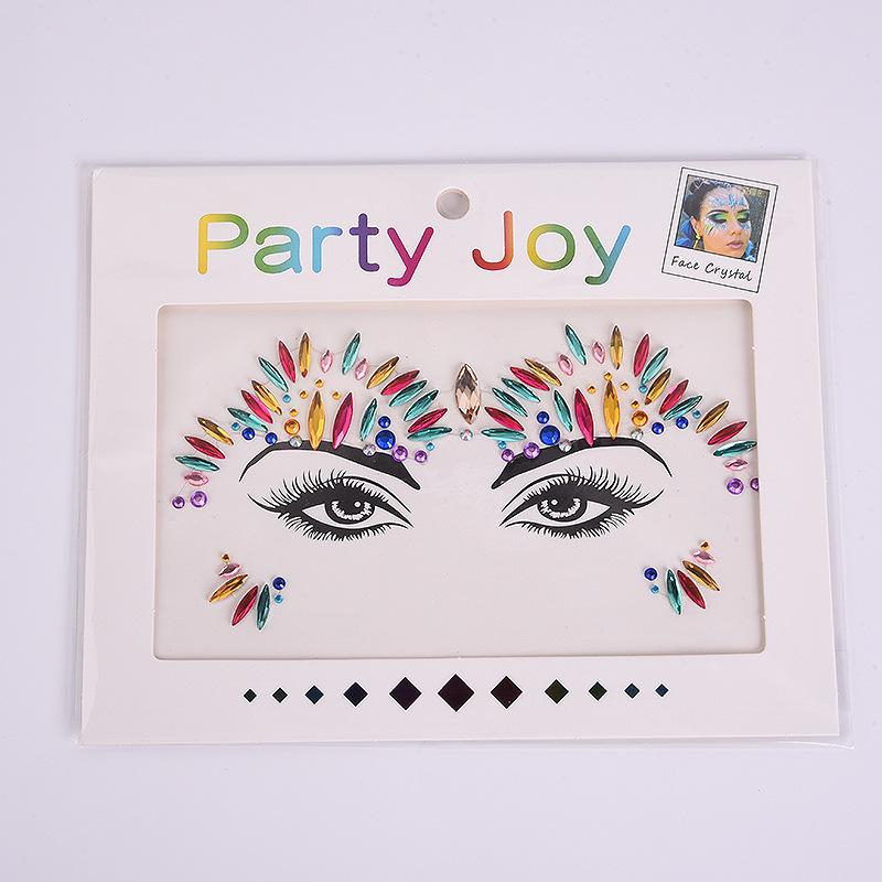 Наклейка на лицо Дрель Музыкальный фестиваль Клейкая наклейка на лицо Дрель Угловая наклейка Бесклеевая наклейка Дрель Кристаллическая наклейка на лицо Татуировка Наклейка Дрель Брови