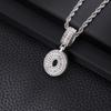 Zircon Inlaid Rock Sugar Initial Pendant Necklace - European & American Hip-Hop Style