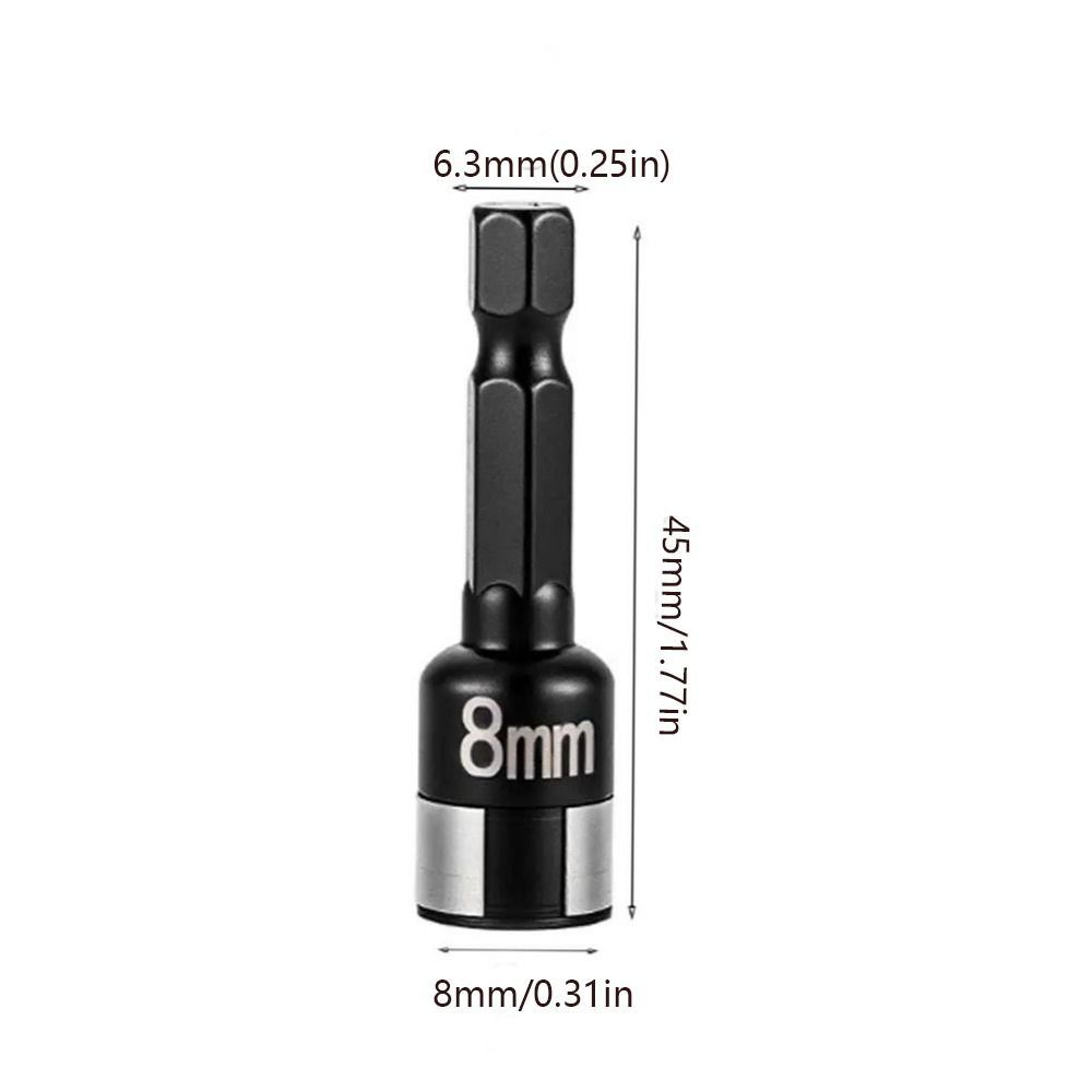 8pcs 8 Pieces Hex Shank Socket 8mm Size Socket Adapter Accessories Nut Screwdriver Home Maintenance