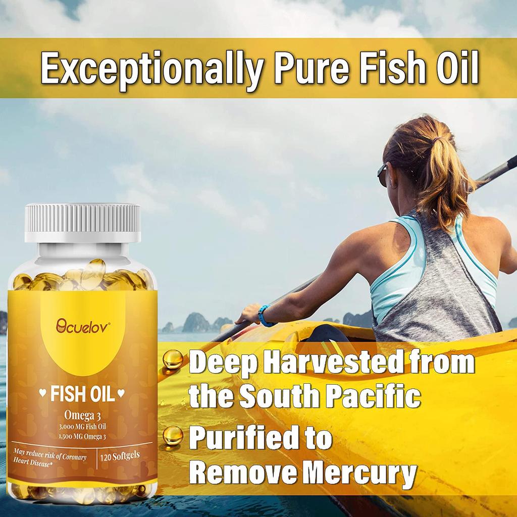 Bcuelov Deep Sea Fish Oil Soft Capsules contain 3000mg fish oil to enhance immunity 120 capsules