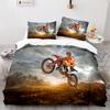 Dirt Bike Duvet Cover Set Motocross Rider Comforter Cover Motorcycle Extreme Sport Game Polyester Bedding Set For Kid Boys Teens