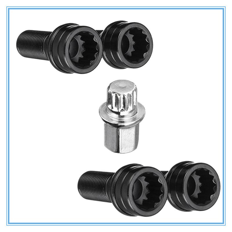 M14 x 1,25 4 болта + 1 ключ черные болты для фиксации колес гайка черная + ключ для BMW Mini R50 R52 R53 кабриолет (Р57) 2009 - 2016