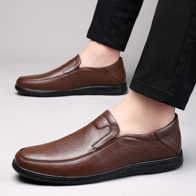 2024 Мужская повседневная обувь из натуральной кожи, роскошные брендовые повседневные мужские туфли без шнуровки, черные туфли для вождения