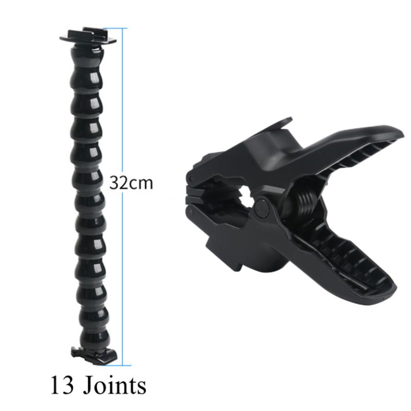 Flex Clamp Arm Mount With Adjustable Gooseneck Flexible Jaws Clip Bracket Holder For GoPro Hero 10 9 8 7 4 Action Camera Support