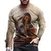 Fashion Indian Pattern Long Sleeve T Shirts Trend Spring Autumn 3D Printed T-shirt For Men Casual Streetwear Oversize Tees Top