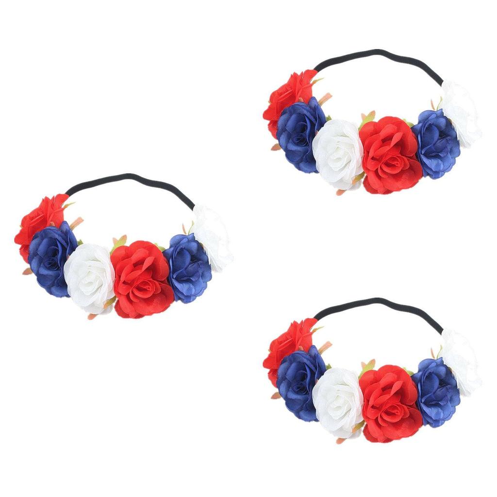 Красно-бело-синий венок из цветов на голову для торжеств, посвященных Юбилею Королевы