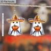 2D Flat Acrylic Ghost Earrings Funny Cartoon Spooky Ghost Pumpkin Dangle Drop Earring for Women Cosplay Party Jewelry