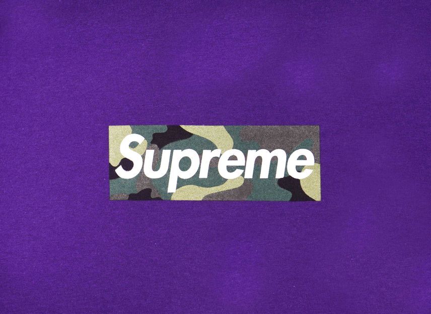 Supreme Футболка с логотипом-коробкой Фиолетовая (23НВ)