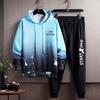 Men's Korean Style Gradient Hoodie & Casual Pants Set