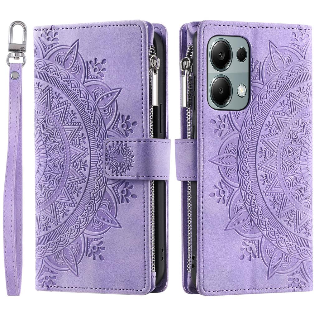 For Xiaomi Redmi Note 13 Pro 4G/Poco M6 Pro 4G Case PU Leather Flower Pattern Phone Cover