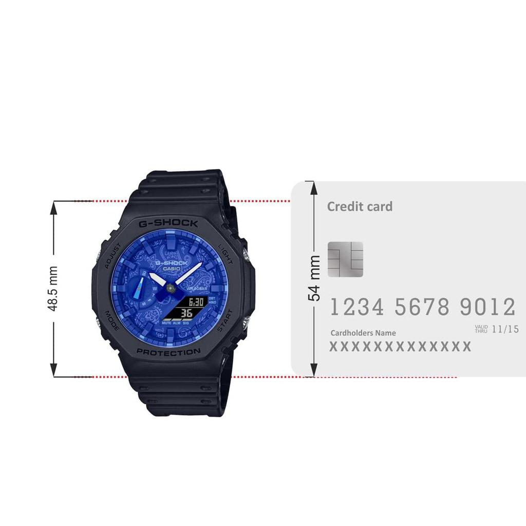 Casio Синий циферблат ремешок для часов аналогово-цифровые мужские -GA-2100BP-1ADR, Синий,