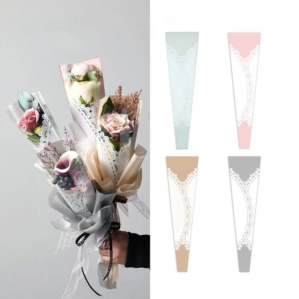 20pcs Plastic Single Rose Flower Wrapping Bag DIY Flower Bouquet Packaging Bags Teacher's Day