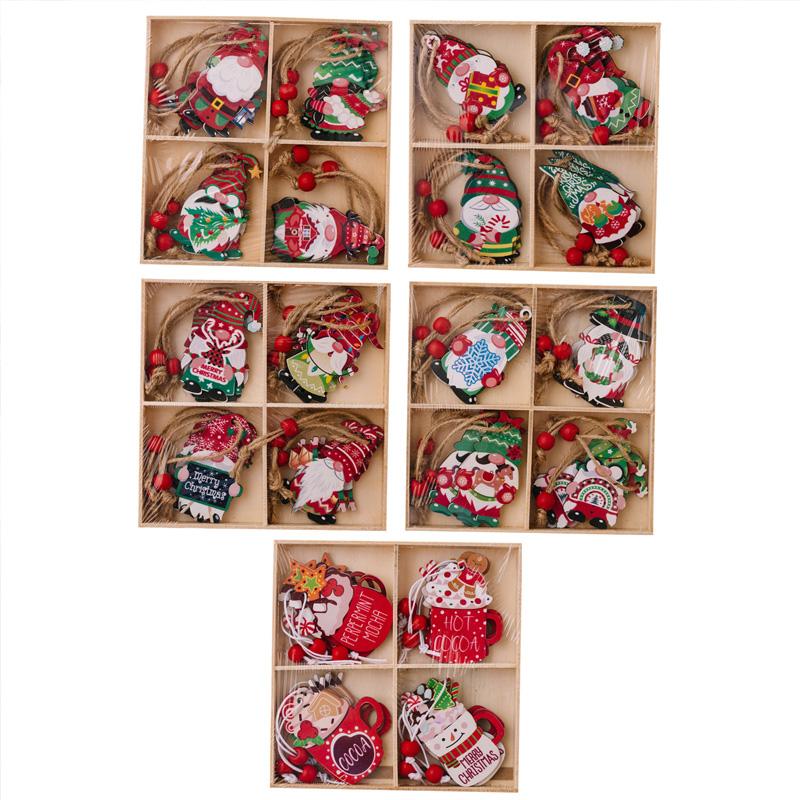 12Pcs Christmas Decoration New Year Gift Gnomes Pendants 2025 Christmas For Xmas Tree Wooden Hanging Ornaments