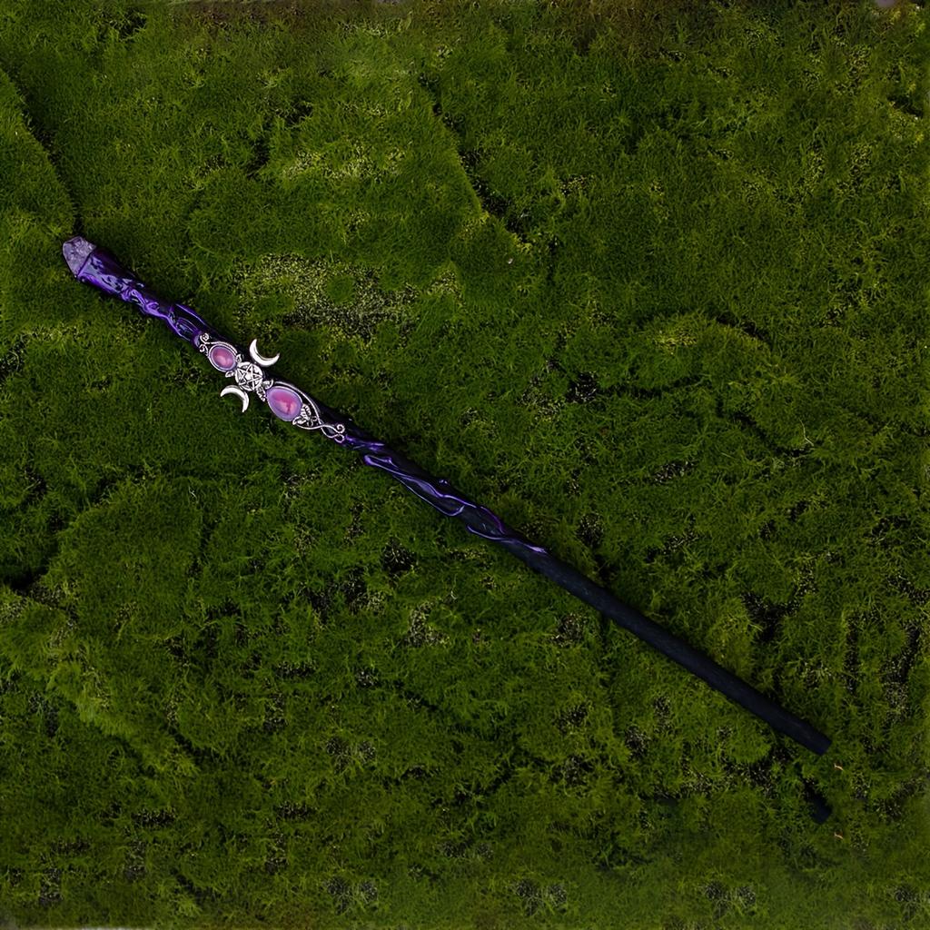 Witch's wand, magic staff, irregular natural stone fairy wand, banishes dark spells, sacrificial altar supplies