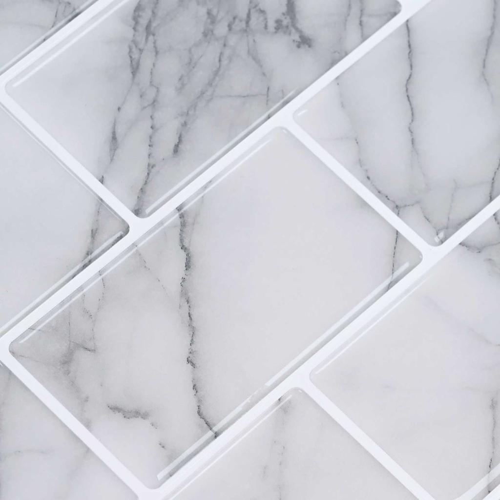 Subway Tile 10 pcs White Marble 30 x 30 cm Polyurethane and PET