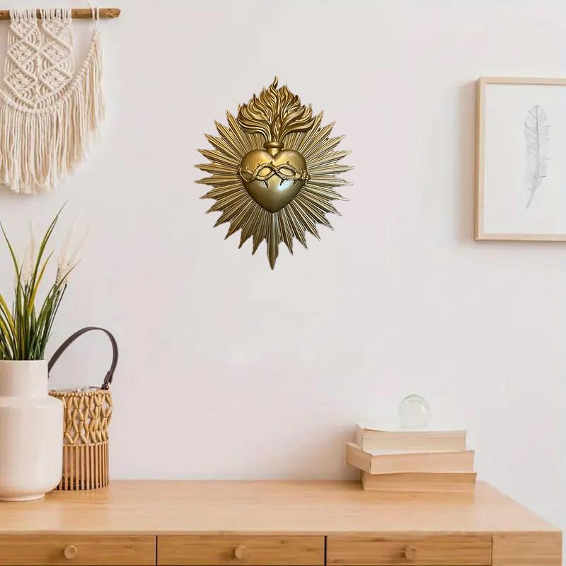 Gothic Sacred Heart Wall Plaque Statue Resin Gothic Wall Art Catholic Wall Hanging For Church Religious Home Decor Gifts